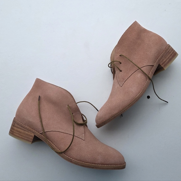 Huma Blanco Manuela Lace-Up Booties Blush Rose Suede Size 10 - Picture 2 of 10